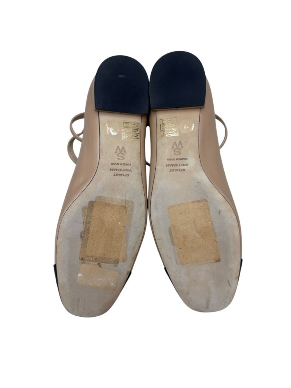 Stuart Weitzman  Eden Strap Flat Women's Tan/Black Cap Toe Shoes Sz 7B WORN ONCE - Picture 9 of 10